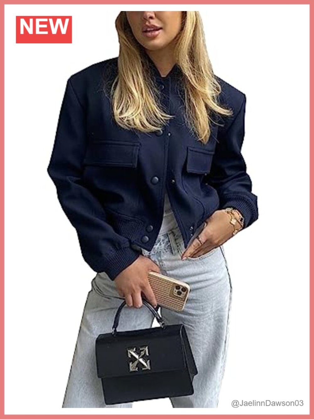 Lumister Women's Cropped Button Down Bomber Jacket Lightweight Casual